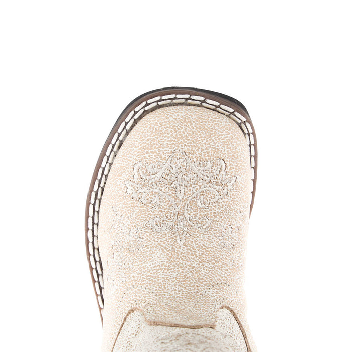 Old West Toddler's Vintage White with Embroidery Square Toe Boot