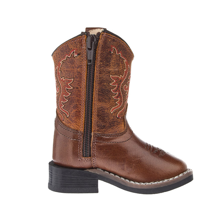 Old West Toddler's Vintage Brown Square Toe Boot