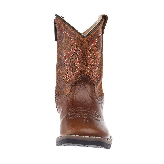 Old West Toddler's Vintage Brown Square Toe Boot