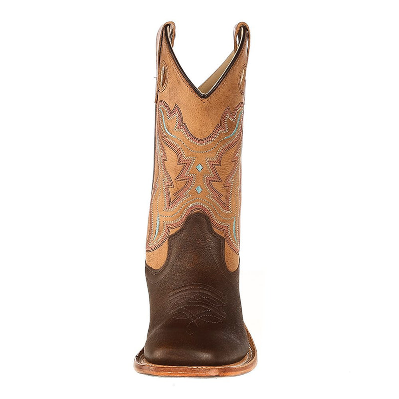 Old West Youth Brown Foot Tan Fry Top Cowboy Boots