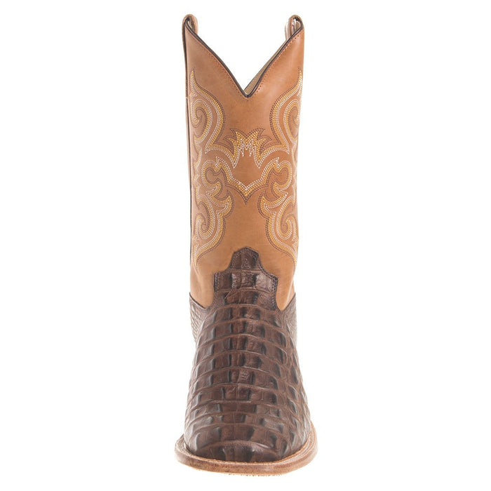 Old West Youth Brown Horn Back Gator/Tan Canyon Cowboy Boots