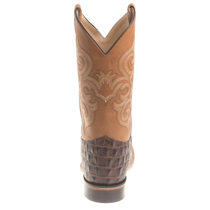 Old West Youth Brown Horn Back Gator/Tan Canyon Cowboy Boots