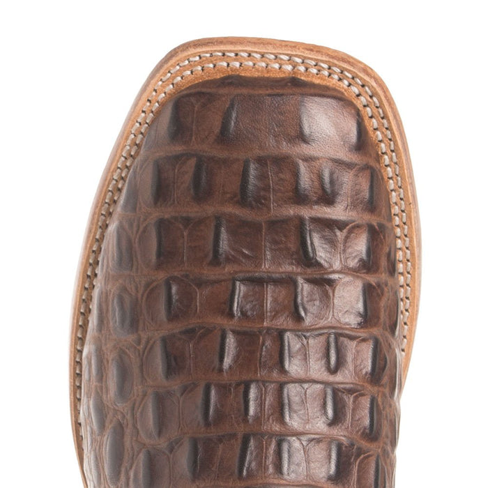 Old West Youth Brown Horn Back Gator/Tan Canyon Cowboy Boots