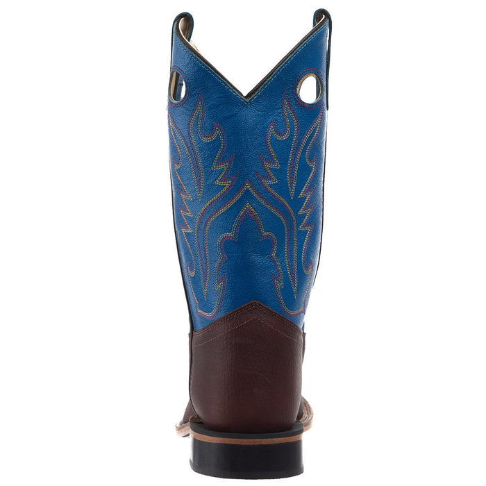 Old West Kid's Thunder Oiled Rust Blue Top Square Toe Boot