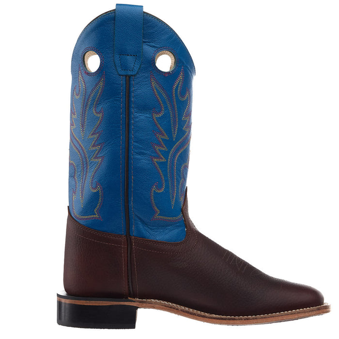 Old West Kid's Thunder Oiled Rust Blue Top Square Toe Boot