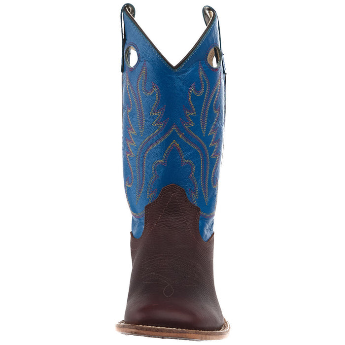 Old West Kid's Thunder Oiled Rust Blue Top Square Toe Boot