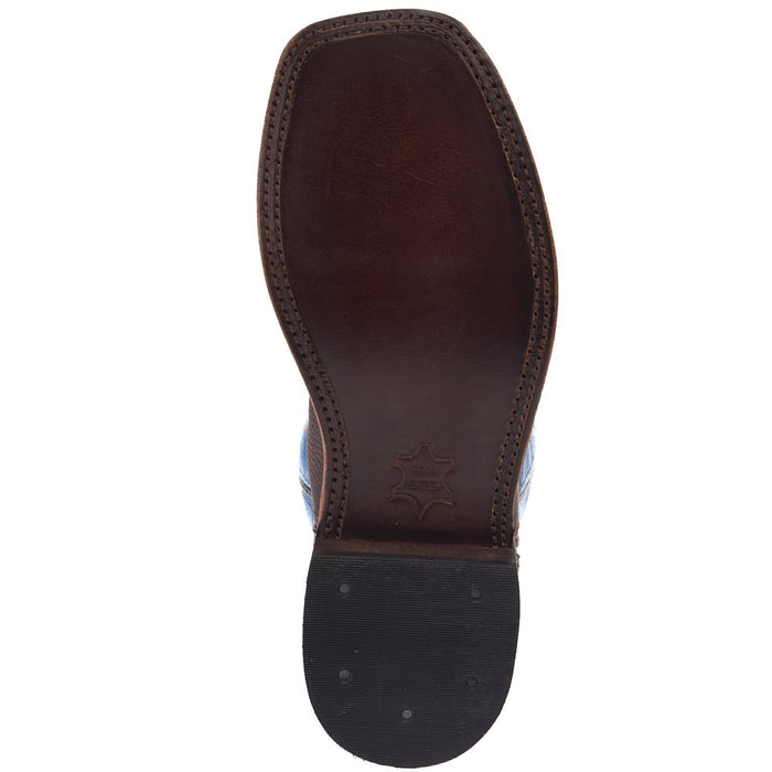 Old West Kid's Thunder Oiled Rust Blue Top Square Toe Boot
