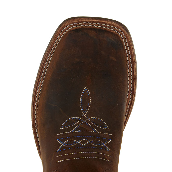 Old West Youth Brown Square Toe with Fuchsia Pink Shaft