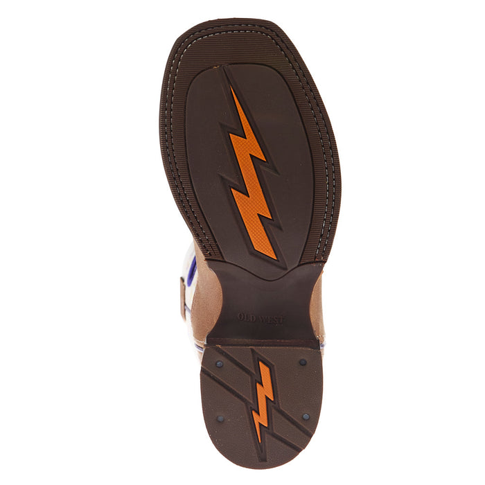 Old West Youth Tan with Splatter Shaft Square Toe Boot