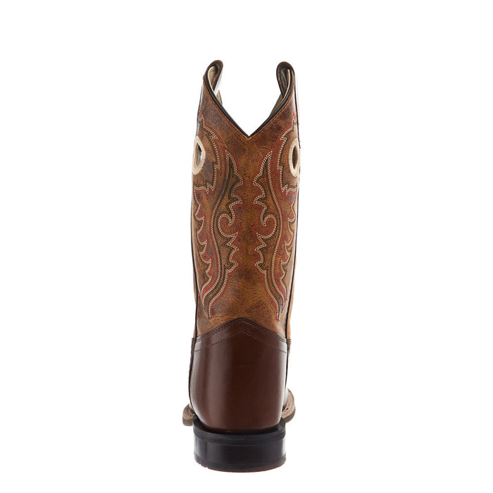 Old West Kid's Vintage Brown Square Toe Boot