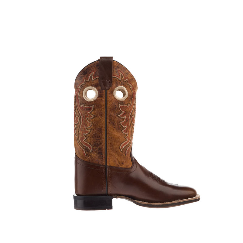 Old West Kid's Vintage Brown Square Toe Boot