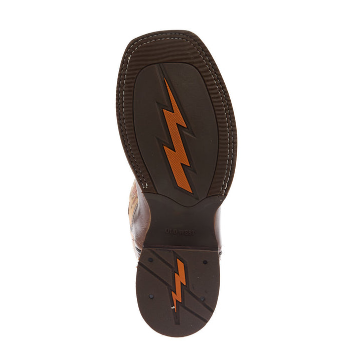 Old West Kid's Vintage Brown Square Toe Boot