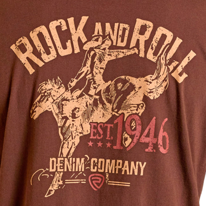 Rock & Roll Denim Men's Bronco Rider Brown T-Shirt