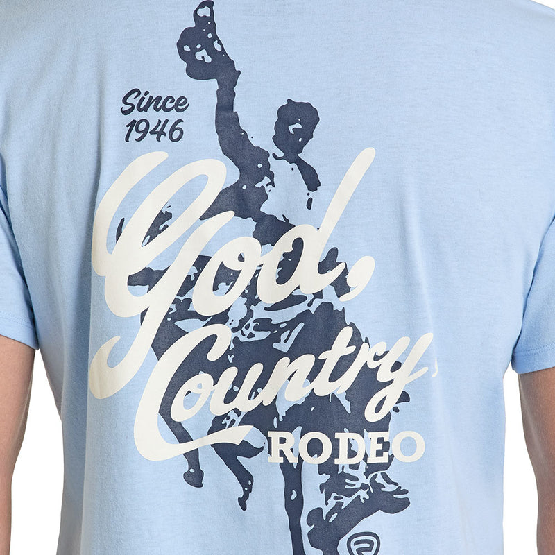 Rock & Roll Denim Men's Blue Bronco Rider Tee Shirt