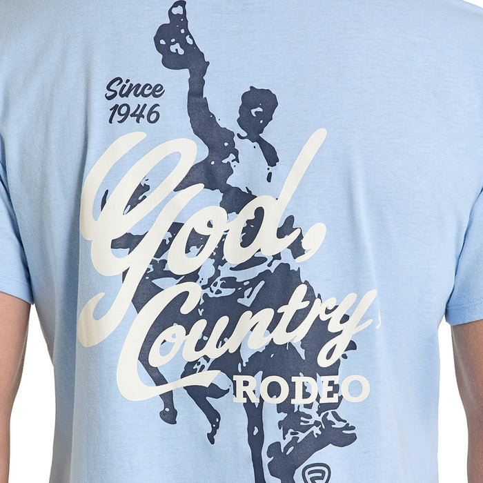 Rock & Roll Denim Men's Blue Bronco Rider Tee Shirt