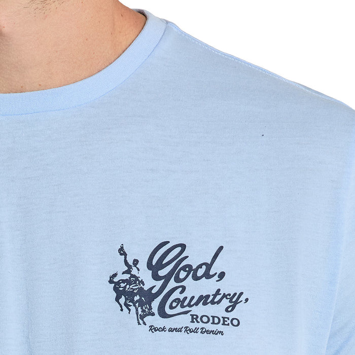 Rock & Roll Denim Men's Blue Bronco Rider Tee Shirt