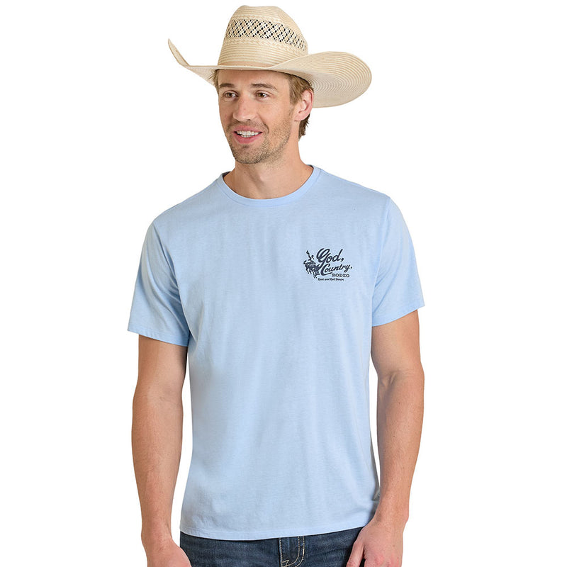 Rock & Roll Denim Men's Blue Bronco Rider Tee Shirt