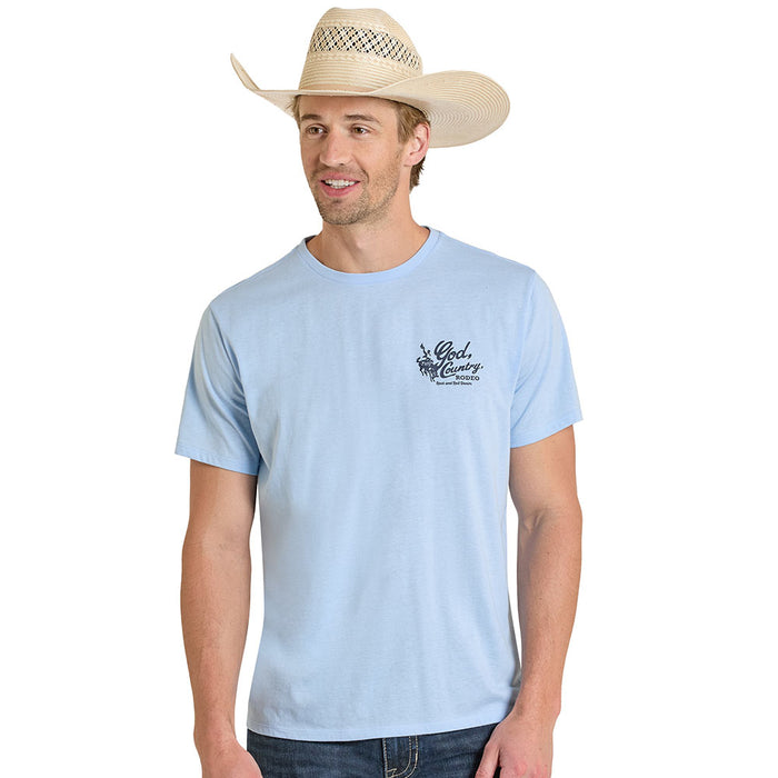 Rock & Roll Denim Men's Blue Bronco Rider Tee Shirt