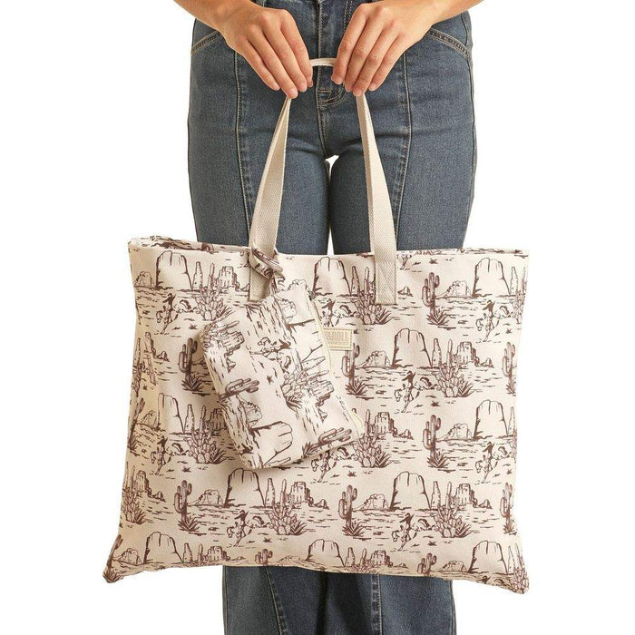 Rock & Roll Denim Conversational Western Print Bag