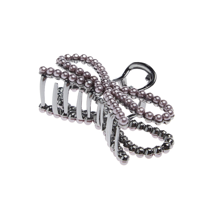 Wild Junkie Faux Pearl Bow Hair Claw