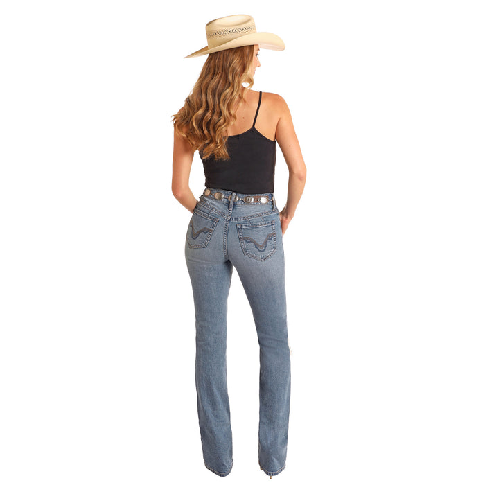 Rock & Roll Denim and Mid Rise Distressed Bootcut Jeans