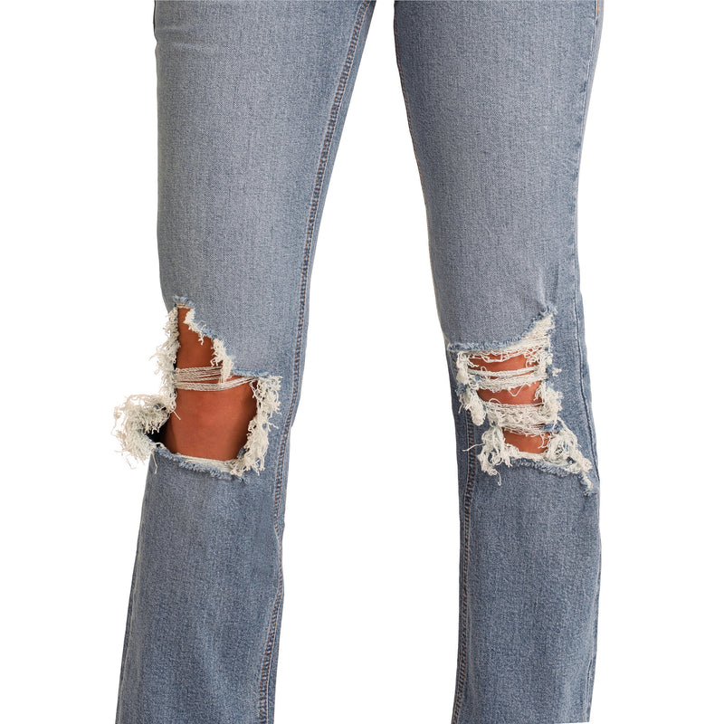 Rock & Roll Denim and Mid Rise Distressed Bootcut Jeans
