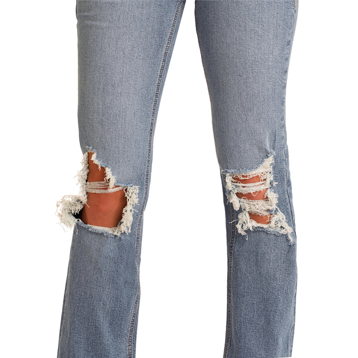 Rock & Roll Denim and Mid Rise Distressed Bootcut Jeans