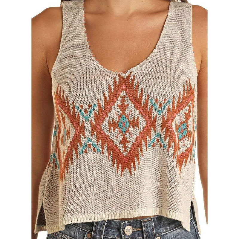Rock & Roll Denim Women's Natural Aztec Tank