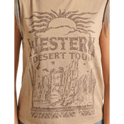 Rock & Roll Denim Women's Chain Fringe Taupe Tank