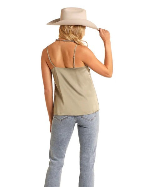Rock & Roll Denim N Womens Jade Satin Tank