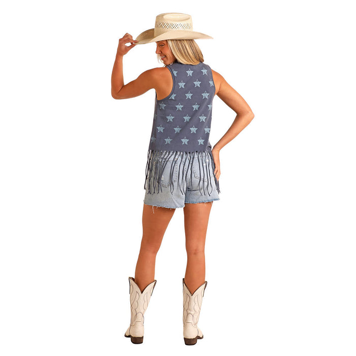 Rock & Roll Denim Howdy Ya'll Fringe Tank