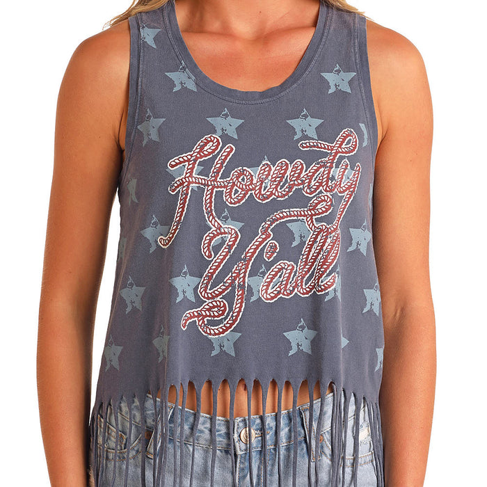Rock & Roll Denim Howdy Ya'll Fringe Tank