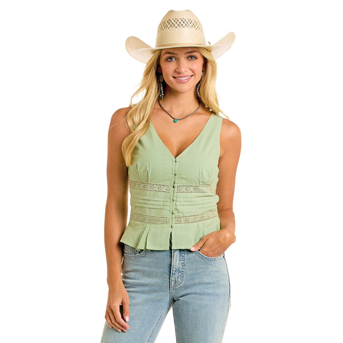 Rock & Roll Denim Women's Sage Eyelet Crop Top