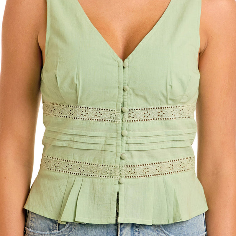 Rock & Roll Denim Women's Sage Eyelet Crop Top