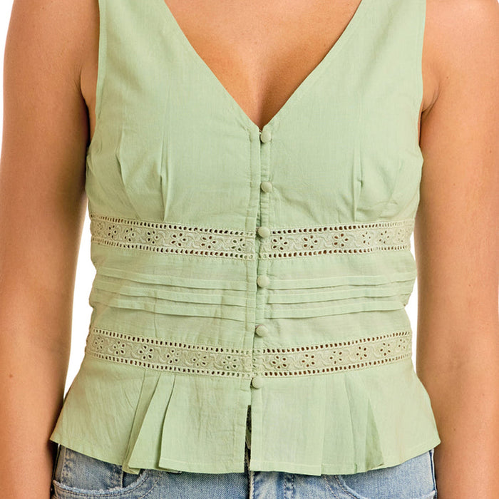 Rock & Roll Denim Women's Sage Eyelet Crop Top