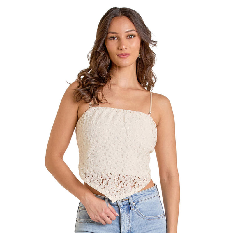 Rock & Roll Denim Stretch Lace Bandana Top