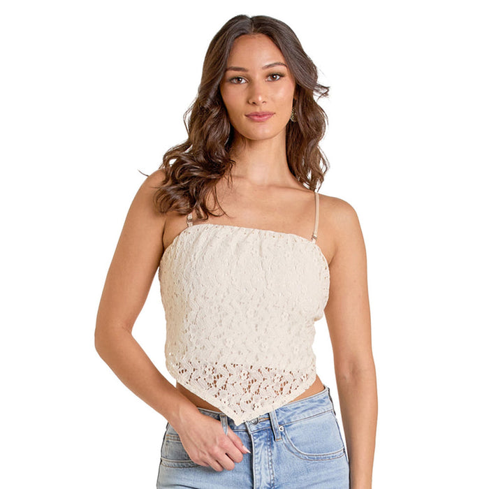 Rock & Roll Denim Stretch Lace Bandana Top