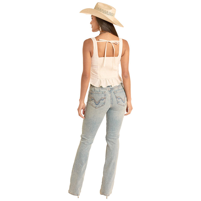 Rock & Roll Denim Women's Natural Eyelet Tank