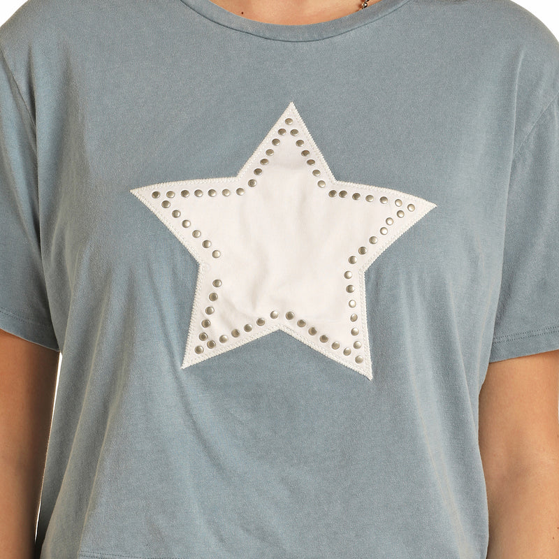 Rock & Roll Denim Women's Blue Star Applique Tee