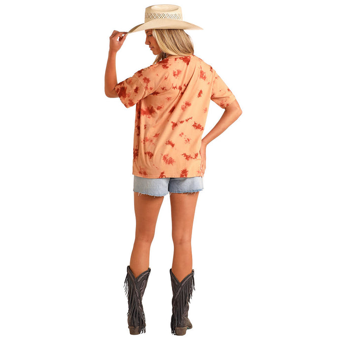 Rock & Roll Denim Tie-Dye Oversized T-Shirt