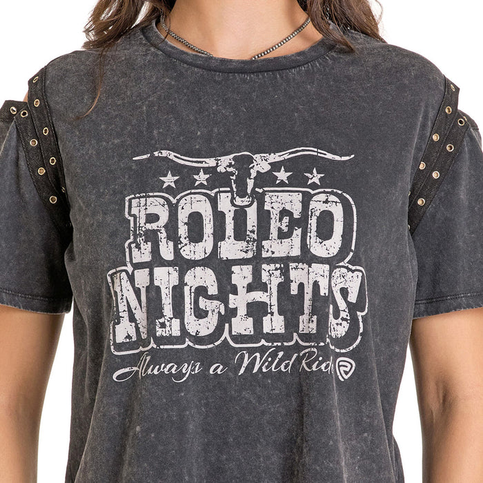 Rock & Roll Denim Women's Grommet Sleeve Graphic Tank