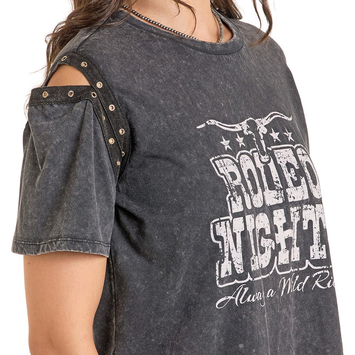 Rock & Roll Denim Women's Grommet Sleeve Graphic Tank