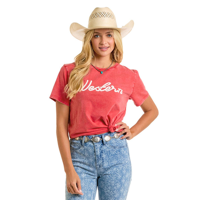 Rock & Roll Denim Women's Red Western Graphic Tee