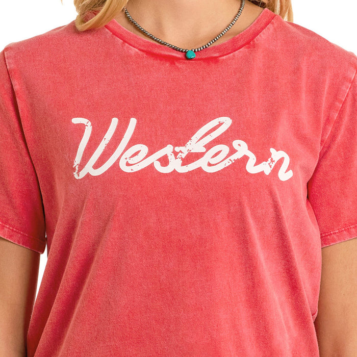Rock & Roll Denim Women's Red Western Graphic Tee
