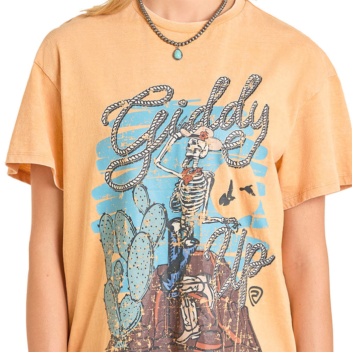 Rock & Roll Denim Women's Apricot Oversized Tee Shirt