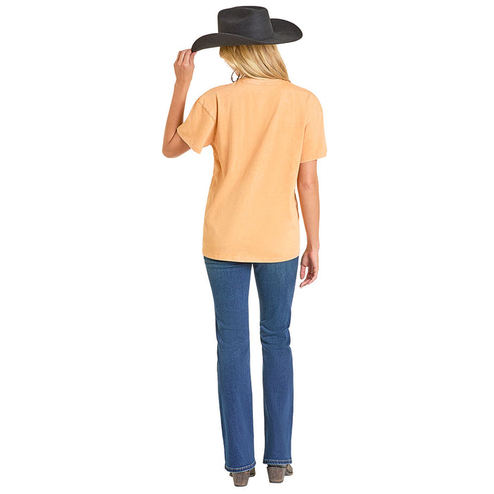Rock & Roll Denim Women's Apricot Oversized Tee Shirt