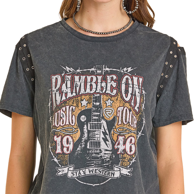 Rock & Roll Denim Women's Black Ramble On Tee Shirt