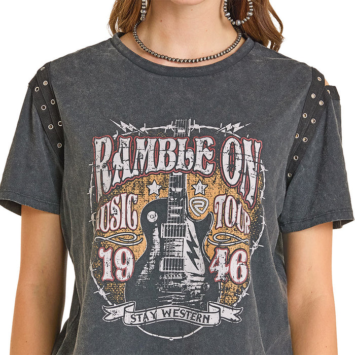 Rock & Roll Denim Women's Black Ramble On Tee Shirt
