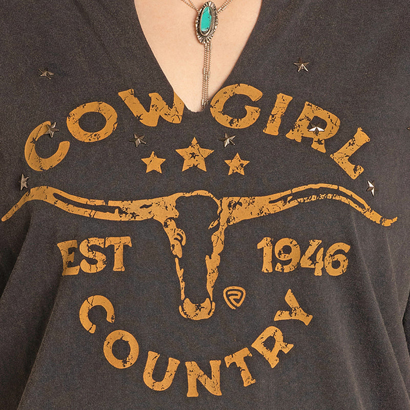 Rock & Roll Denim Women's Cowgirl Country Black Tee Shirt