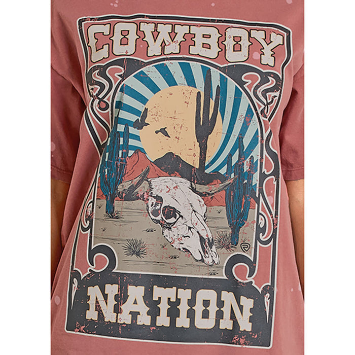 Rock & Roll Denim Women's Rust Oversized Graphic Tee Shirt